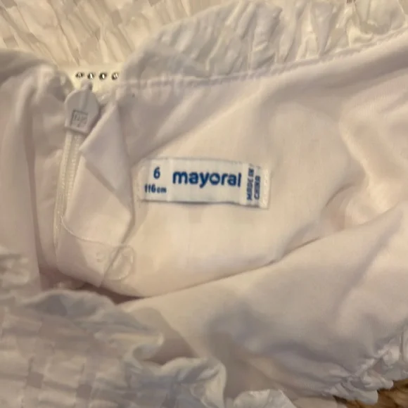 Mayoral White Tiered Cut Out Sundress with Flutter Cap Sleeves 6 - Picture 4 of 6